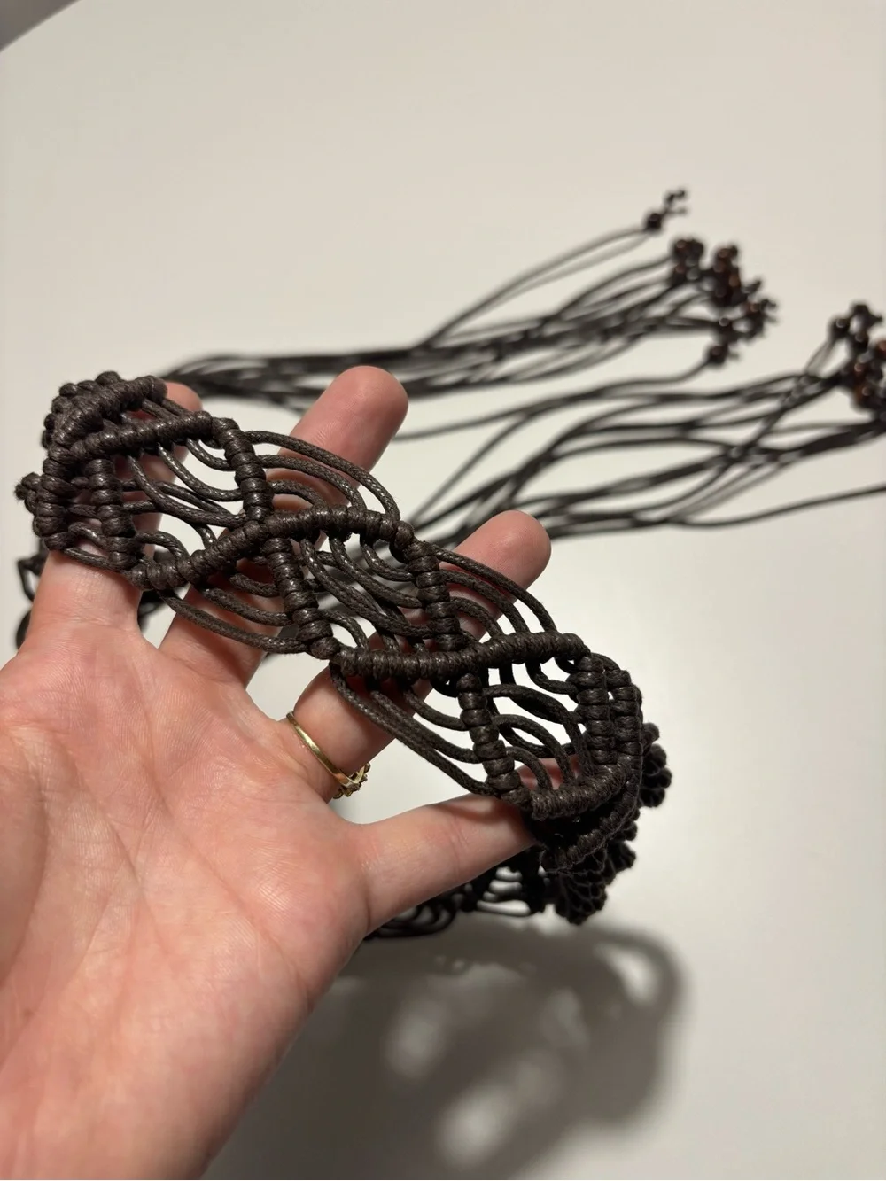 Boho Macrame Cord Belt With Wooden Beads